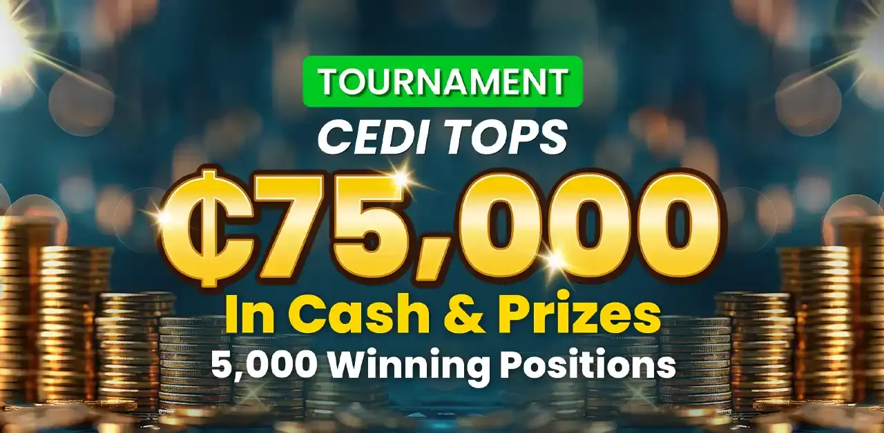 Win your share of GHS75,00 in the Cedi Tops Tournament at PrideSpins from 1-15 September 2025.