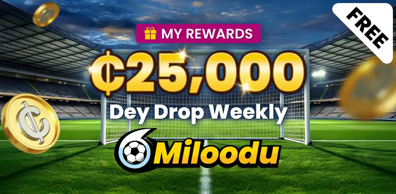 Win GHS25,000 cash and other prizes in the free 6 Miloodu correct score predictor game at PrideSpins.
