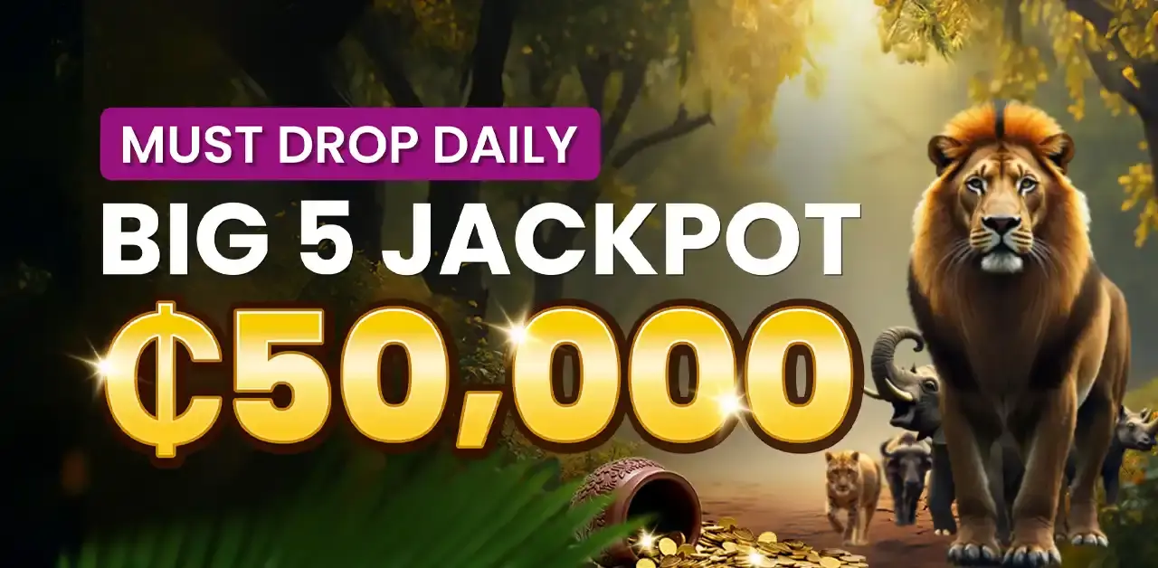 Play selected slots to win your share of the massive GHS 50,000 Big 5 Jackpot at PrideSpins!