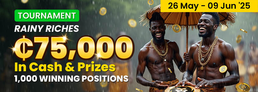 Win your share of the GHS 75,000 Rainy Riches Tournament with PrideSpins