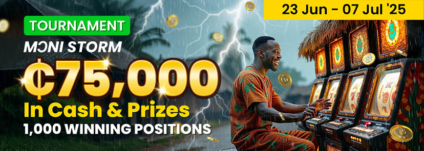 Win your share of the GHS 75,000 Mɔni Storm Tournament with PrideSpins.