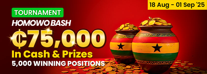 Win your share of the GHS 75,000 Homowo Bash Tournament with PrideSpins.