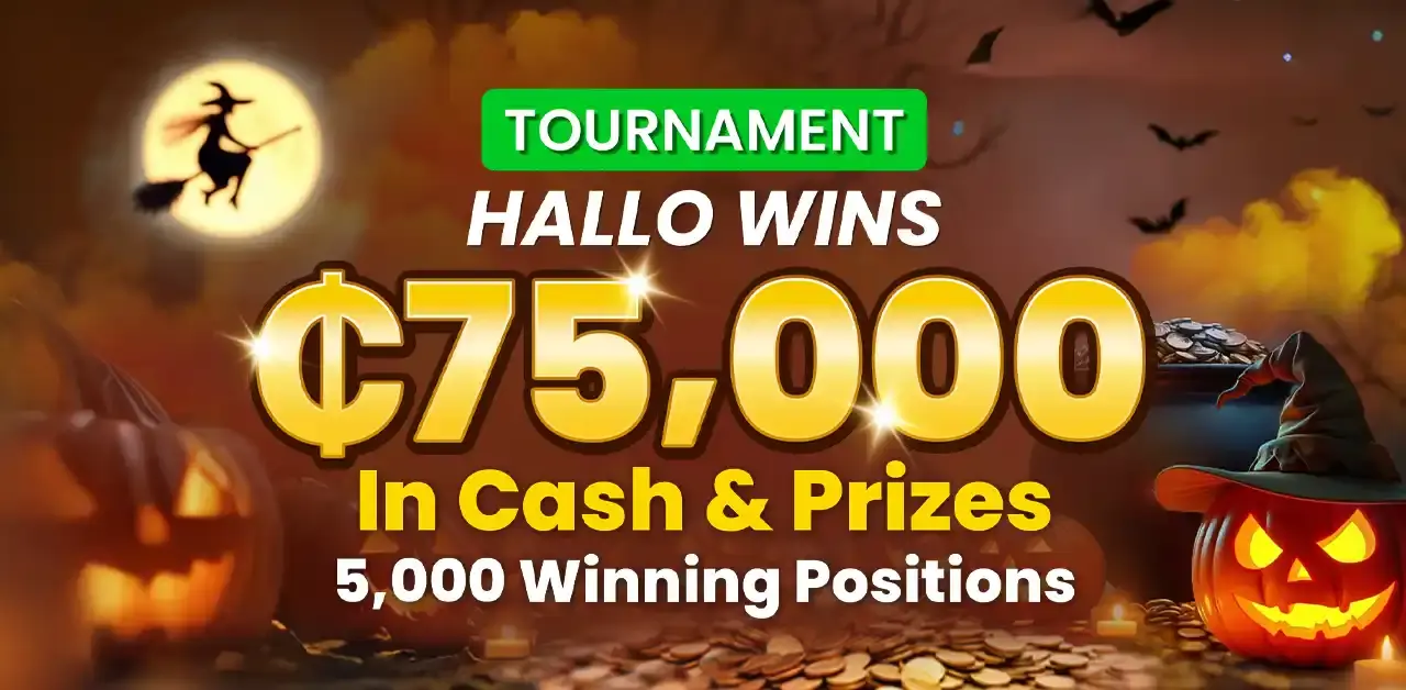 Win your share of GHS75,00 in the Hallo Wins Tournament at PrideSpins until 31 October 2025!