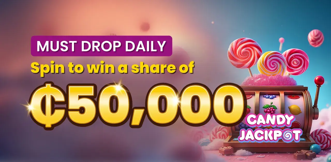 Play selected slots to win your share of the delicious GHS 50,000 Candy Jackpot at PrideSpins. Enjoy sweet treats and big wins!